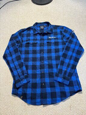 Rep Plus Blue & Black Buffalo Plaid Flannel Snap Shirt - L
